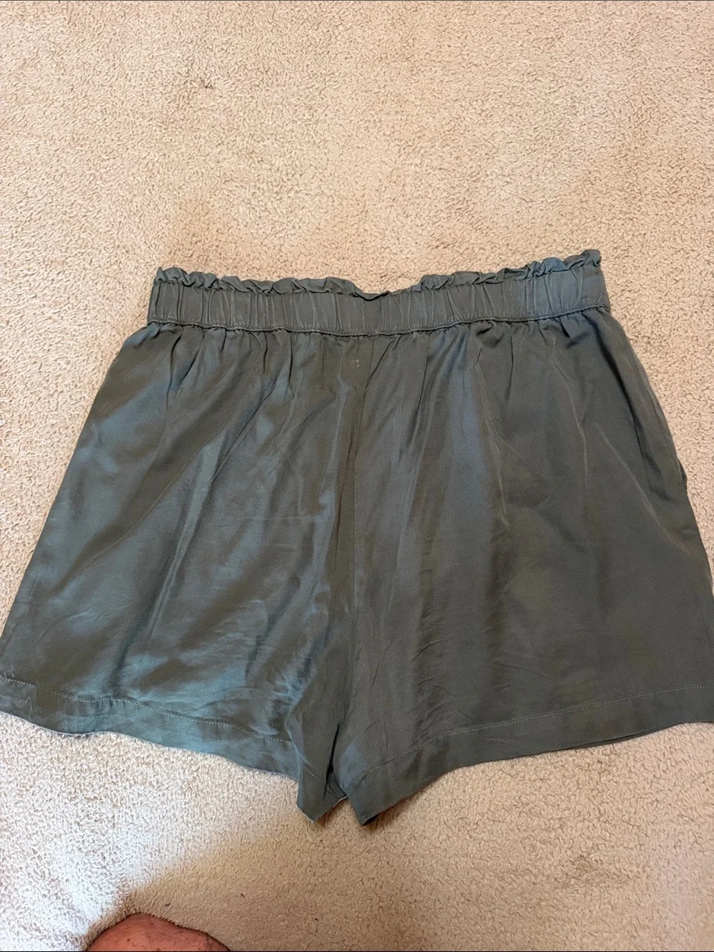 Lucky Brand Olive Green High-Waist Paperbag Shorts